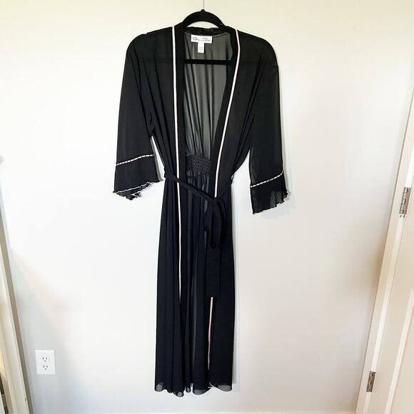 Oscar de la renta black sheer‎ long robe women’s small